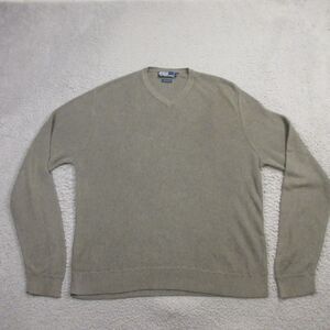 Polo Ralph Lauren Mens Sweater size 2XL‎ V-Neck Pullover Jumper Cotton Olive